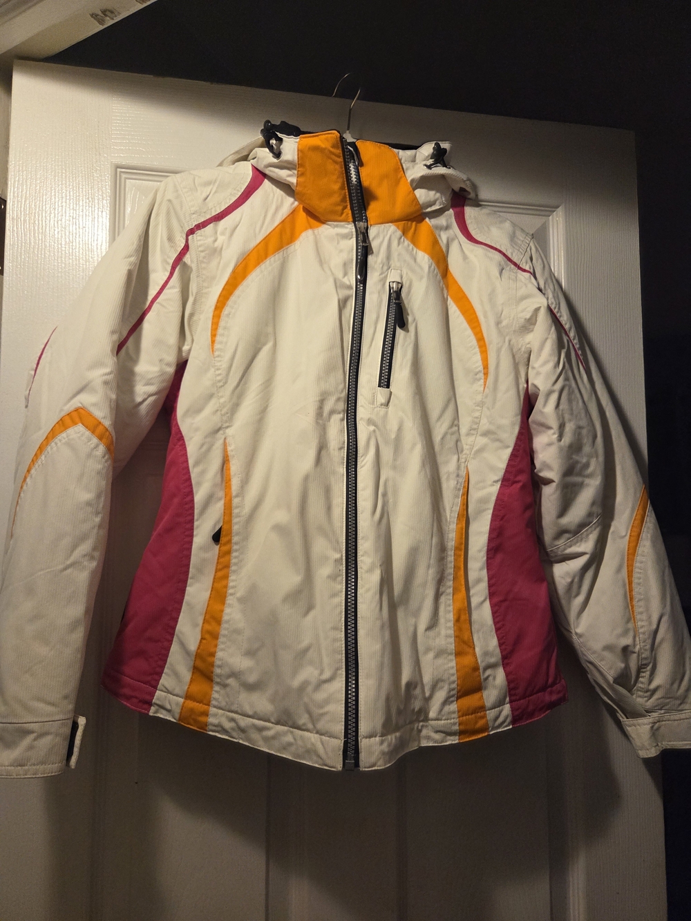 Obermeyer White Ski Jacket with Pink & Orange Accents 6